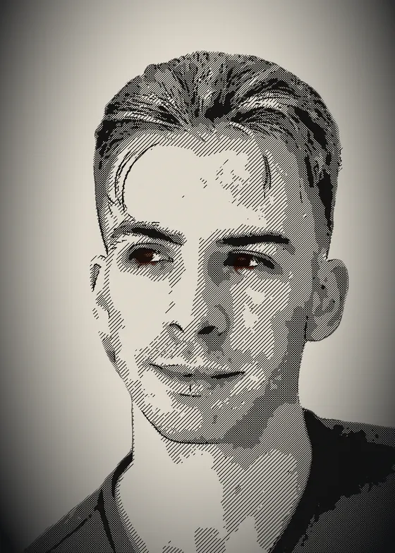 Ink drawing of Massimo Piazza